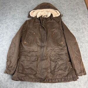 Outback Trading Co Waxed Jacket Brown Sherpa Lined Size LG